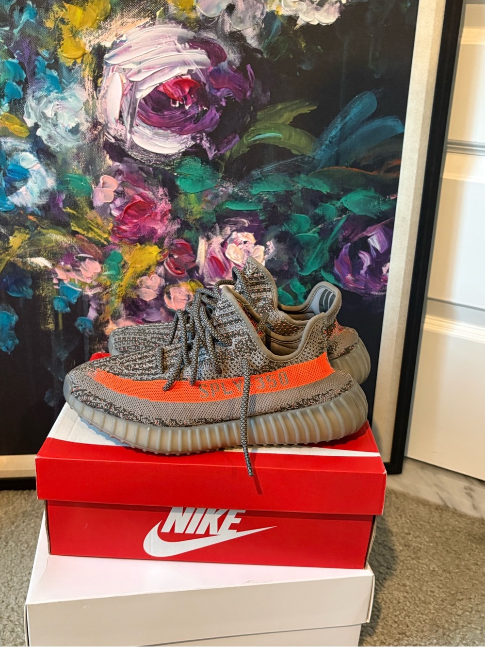 Yeezy Boost 350 V2 Gray with Orange Stripe